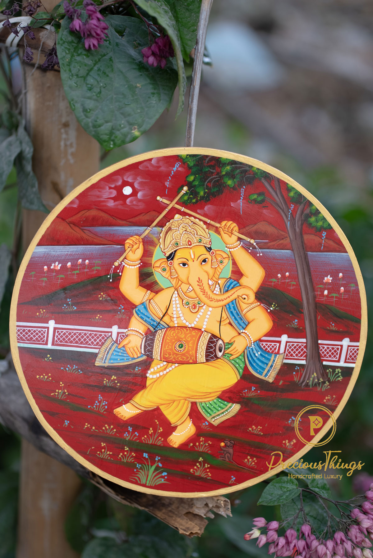 Hand Painted Ganesh Wooden Plate