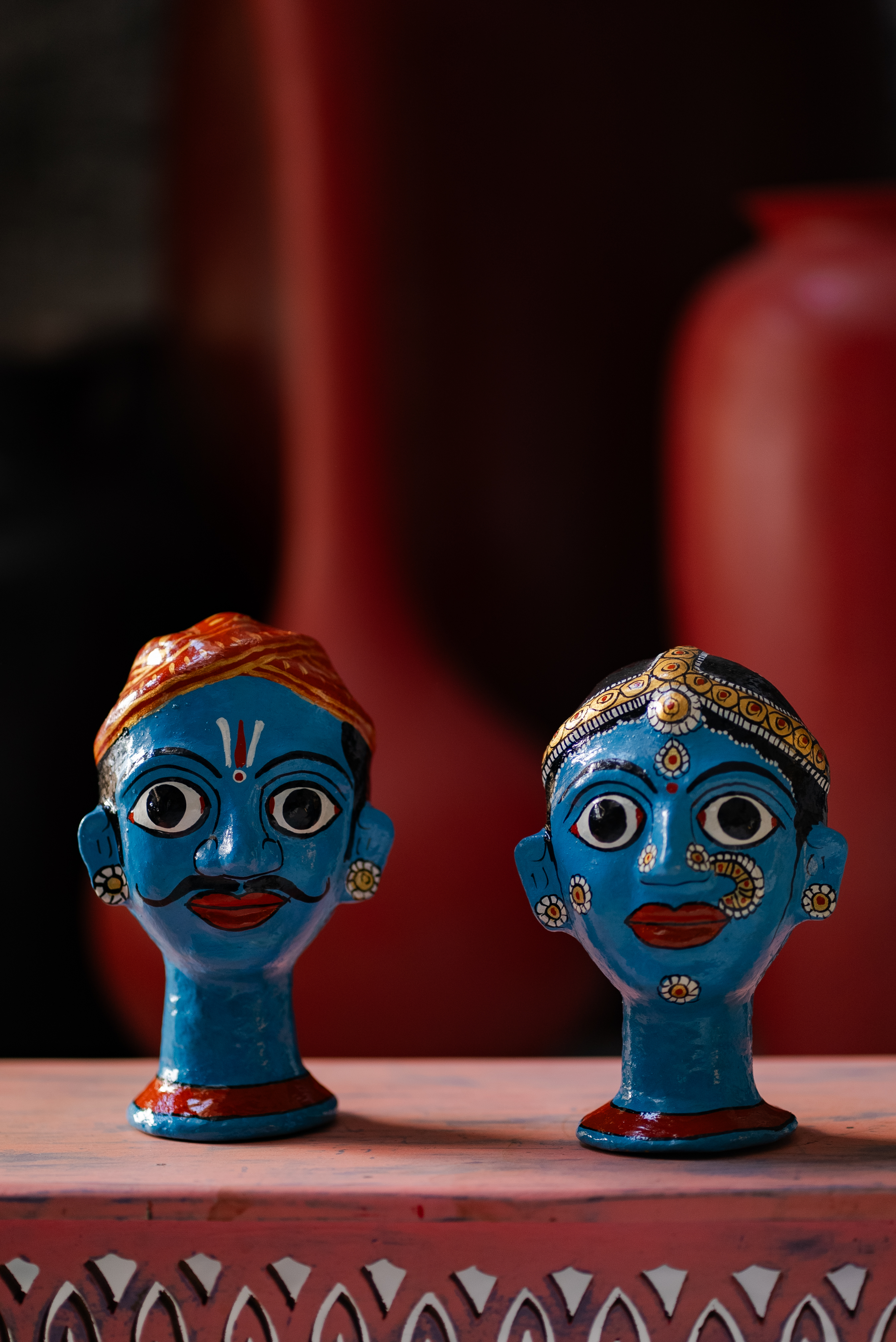 Cheriyal Man And Woman Sculptures
